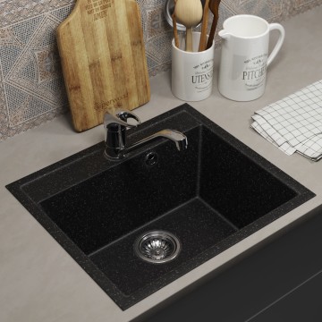 Кухонная мойка из искусственного камня Uperwood ECON UPD-408-004, прямоугольная, черная матовая