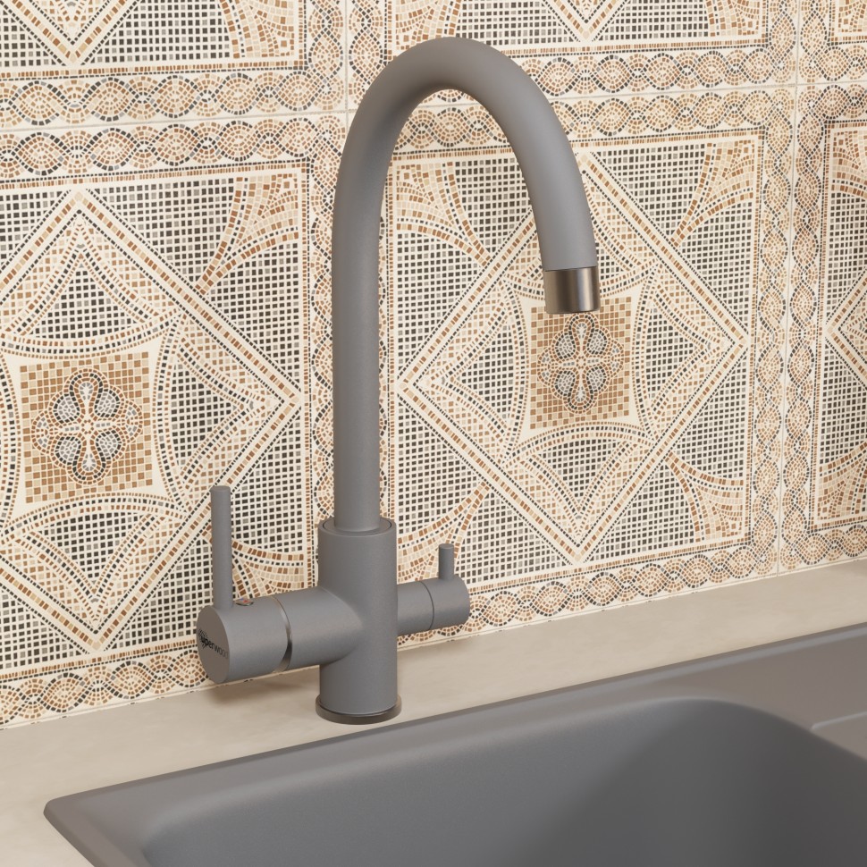 Смеситель для кухни Uperwood UPD-003-07 вороненая сталь/дым