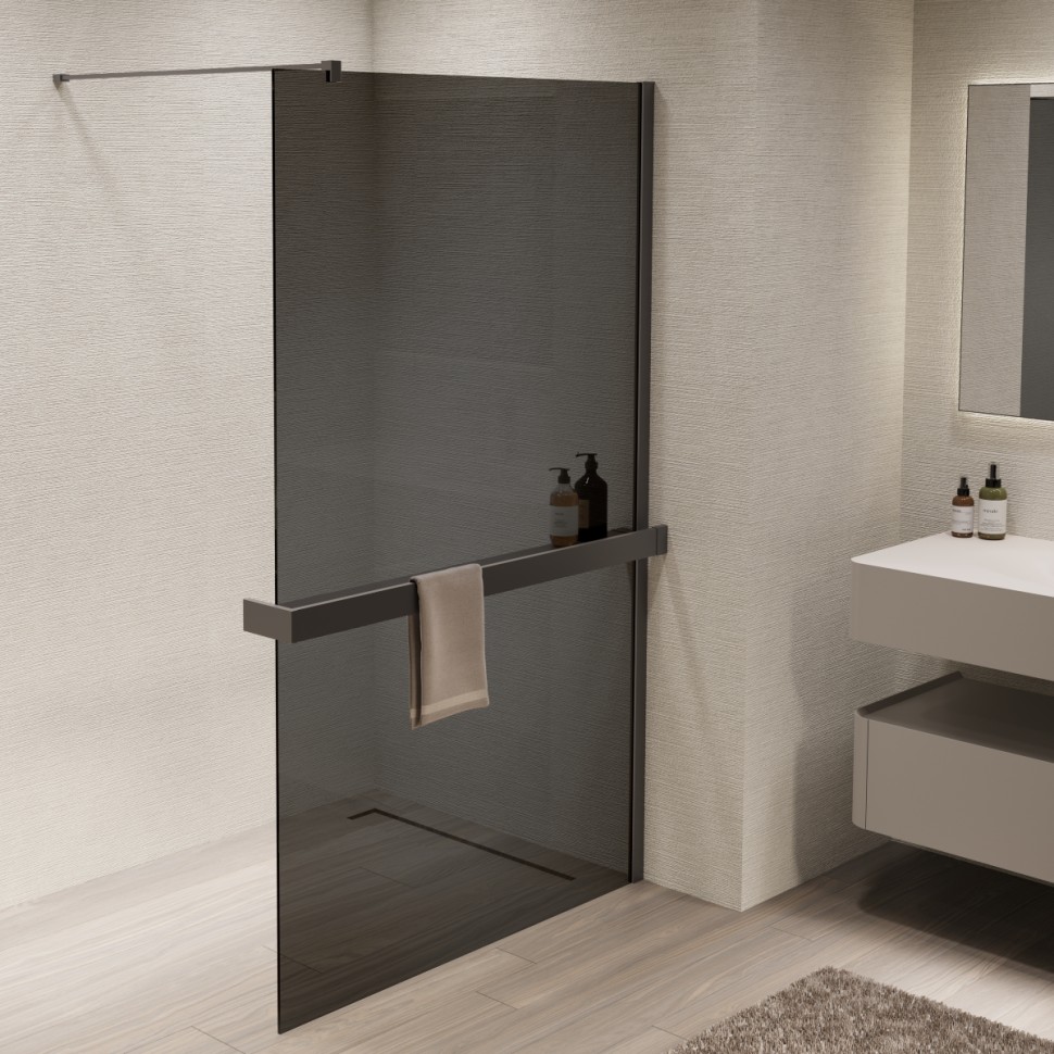 Душевая перегородка Walk-In VSW-1HR100CGGM, 1000*2000, вороненая сталь, стекло тонированное