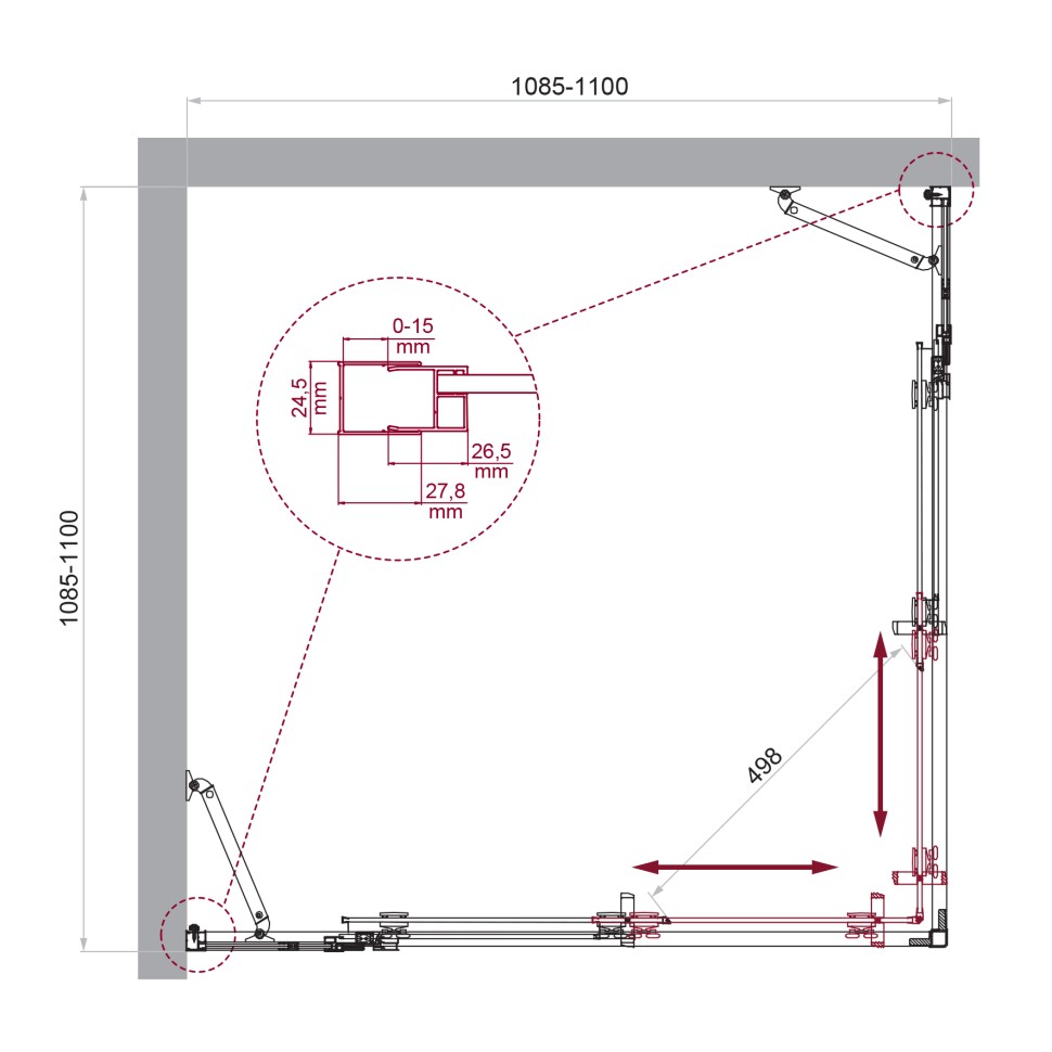 Душевой уголок BelBagno LUCE-A-22-90+20-C-Cr