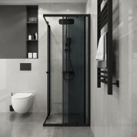 Душевое ограждение Niagara Eco NG-1010-14QT (100х100х190) квадрат,раздвижное,черный,стекло тонированное,1 место