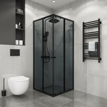 Душевое ограждение Niagara Eco NG-1010-14QT (100х100х190) квадрат,раздвижное,черный,стекло тонированное,1 место