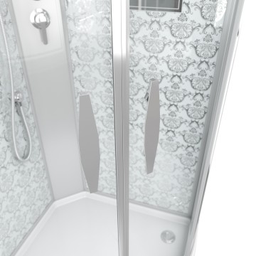 Душевая кабина Niagara Luxe NG-7715WBK (90x90х210) низкий поддон(15см),дверь раздвижная,стенки серебро,без крыши,4 места