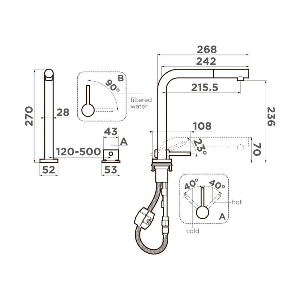 Смеситель для кухни Omoikiri Nara 2 Plus-S-C латунь/хром