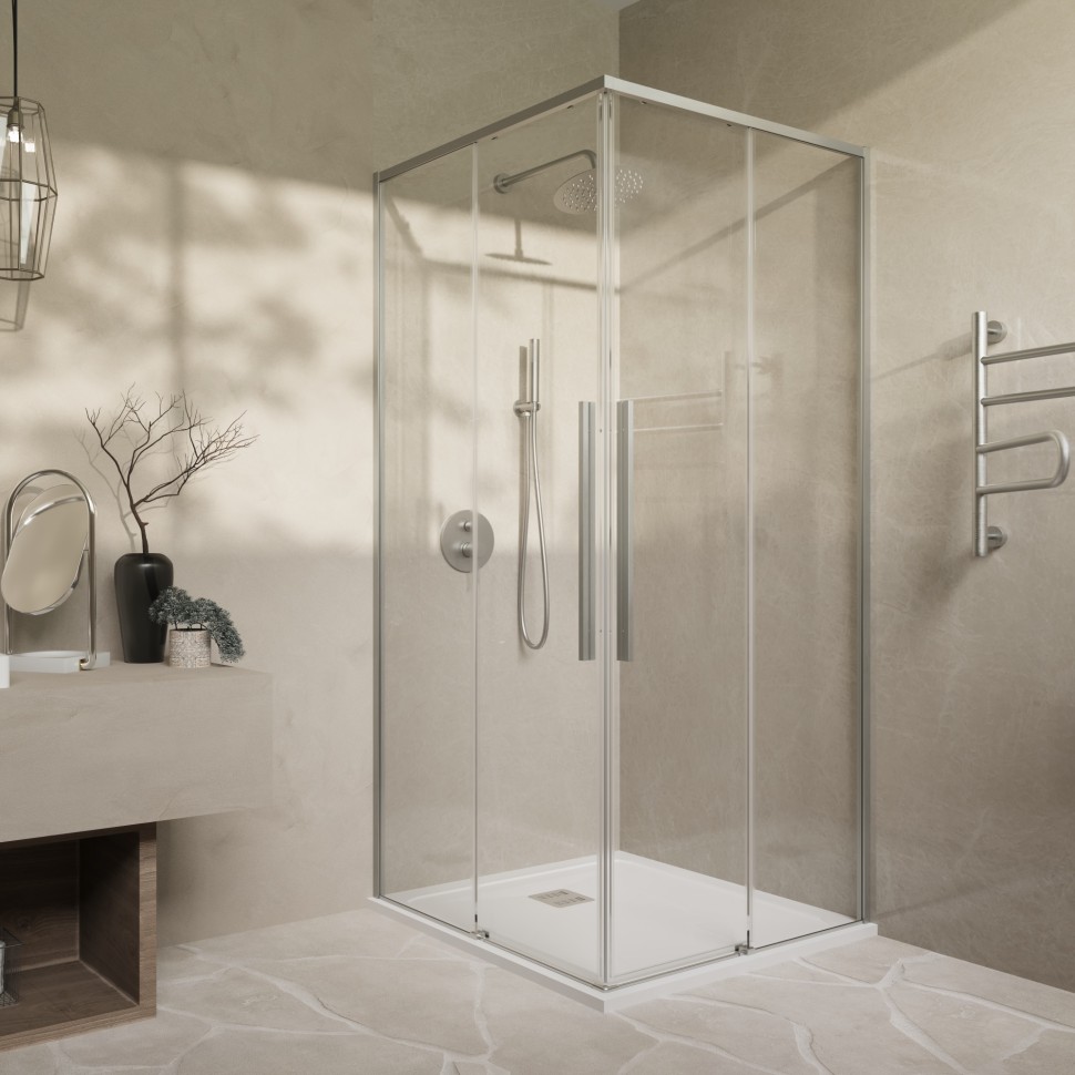 Душевой уголок Slim-N VSS-4SN900CLBN, 900*900, брашированный никель, стекло прозрачное
