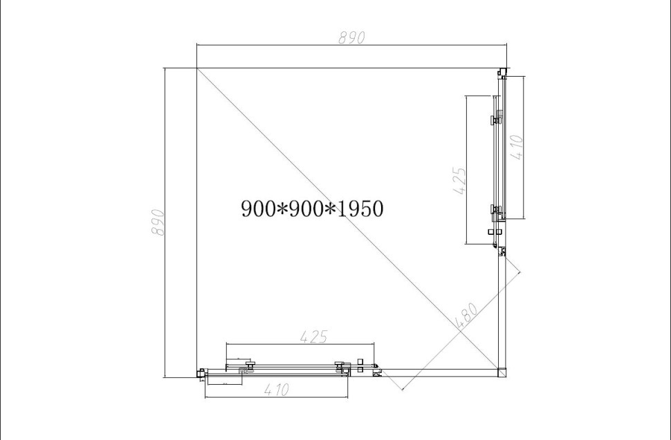 Душевой уголок Slim-N VSS-4SN900CLBN, 900*900, брашированный никель, стекло прозрачное