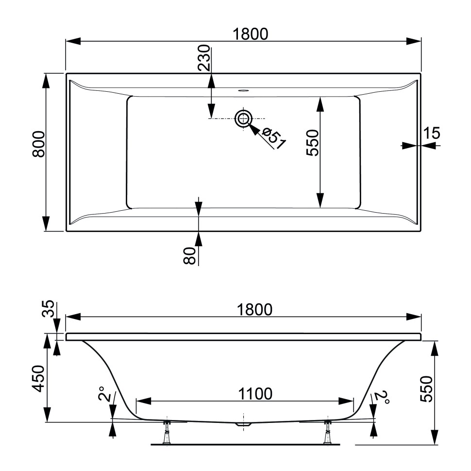 Акриловая ванна VAGNERPLAST VERONELA 180x80