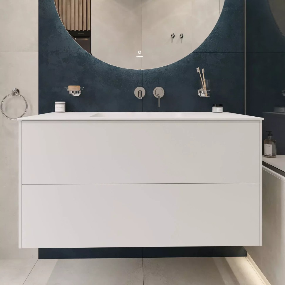 Тумба 1200x490x540 для монтажа с мебельной раковиной 120 см OVAL, CUBO