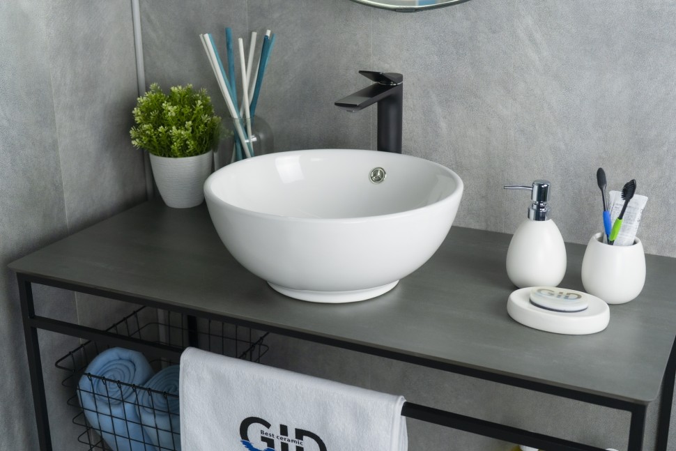 Раковина Gid N9002 51102 накладная белая 38.5x38.5x15