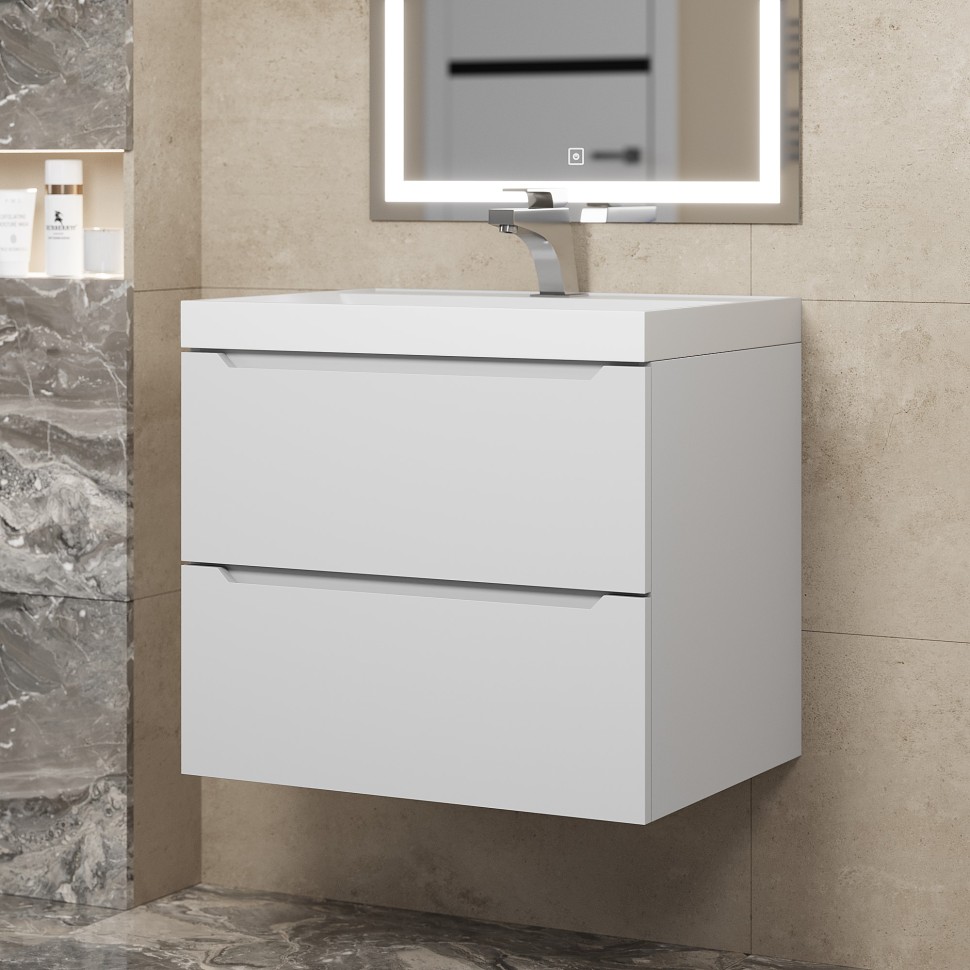 Тумба под раковину для ванной Uperwood Tanos 60 см, подвесная, белая матовая