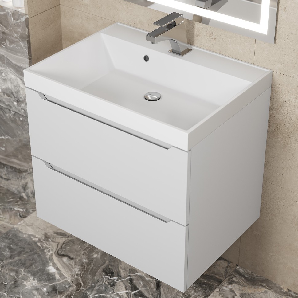 Тумба под раковину для ванной Uperwood Tanos 60 см, подвесная, белая матовая