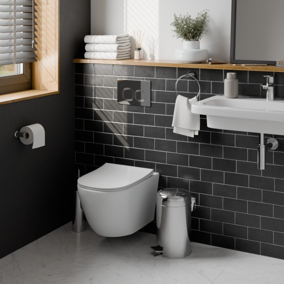 Комплект 3в1 IBERICA BLANCA инсталляция SILENCIO, унитаз BILBAO ALTO белый, кнопка смыва ESTI-Q хром глянцевый (IB001.BLA.234.833)