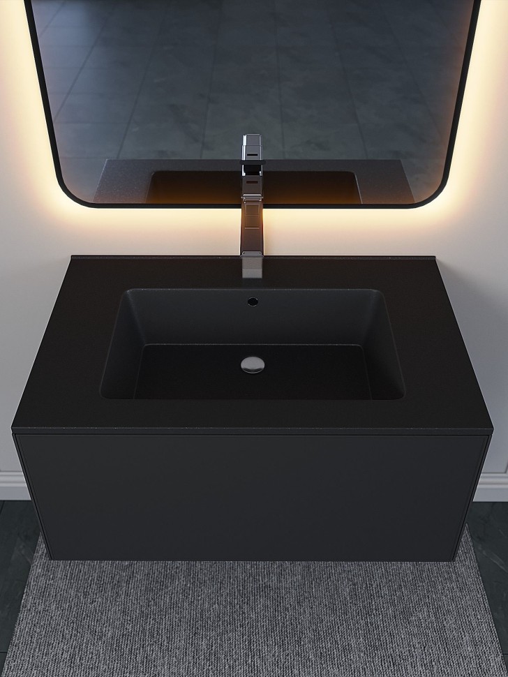 Раковина для ванной 76,5 см, Uperwood Parma Quartz, черная матовая, космос