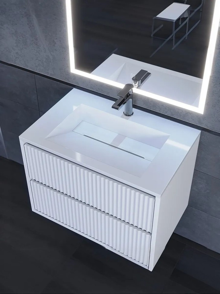 Раковина для ванной полувстраиваемая Uperwood Next Premium 70 см, прямоугольная, белая