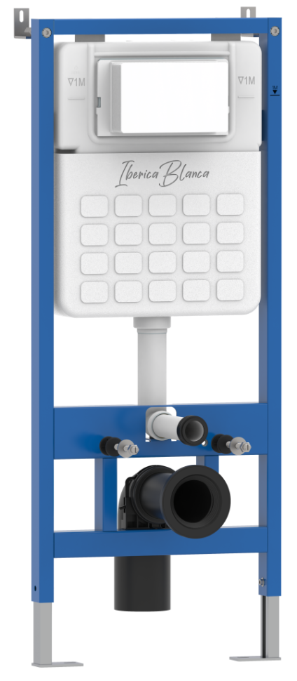 Комплект 3в1 IBERICA BLANCA инсталляция SILENCIO, унитаз BILBAO ALTO белый, кнопка смыва INOX-О вороненая сталь (IB001.BLA.231.8180)