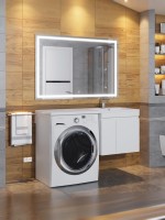 Тумба под стиральную машину подвесная Uperwood Magenta 55х50х55 см, белая, с дверцами