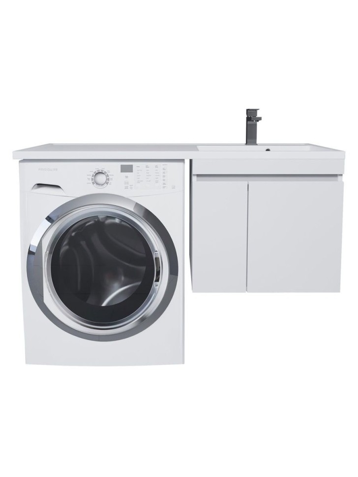 Тумба под стиральную машину подвесная Uperwood Magenta 55х50х55 см, белая, с дверцами