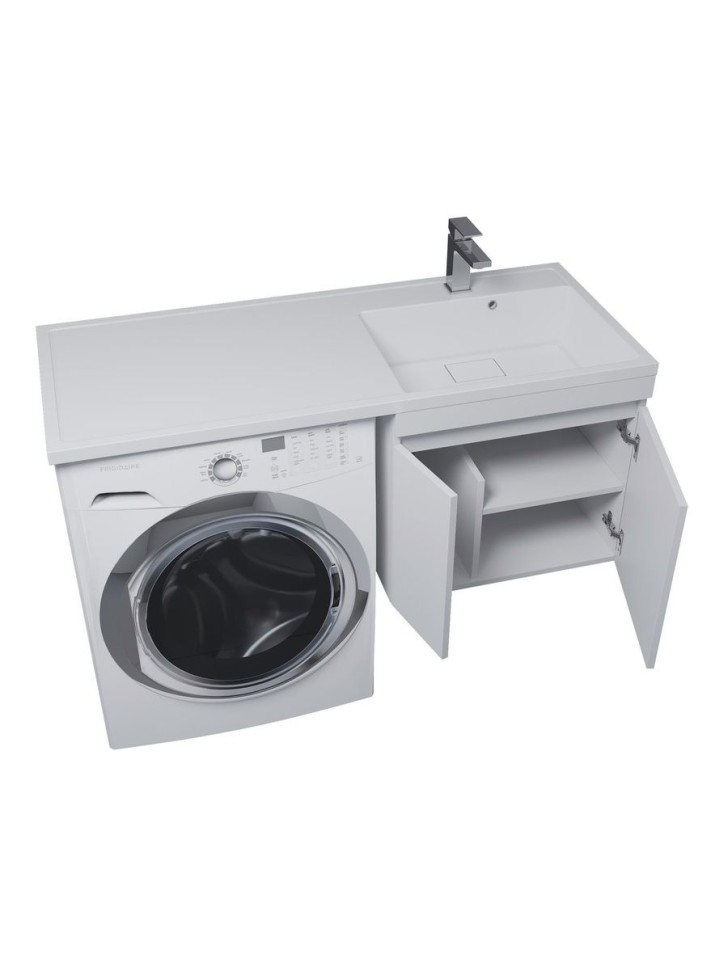 Тумба под стиральную машину подвесная Uperwood Magenta 55х50х55 см, белая, с дверцами