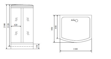 Timo Lux TL-1501 душевая кабина 110*95*230, турецкая баня хамам