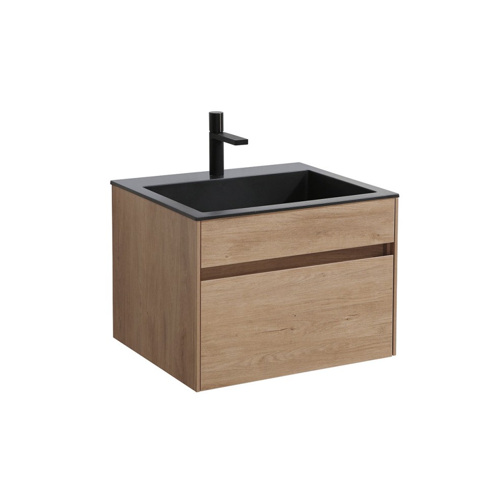 База под раковину Chiara 600 подвесная, 1 выкатной ящик soft-close, N.Oak