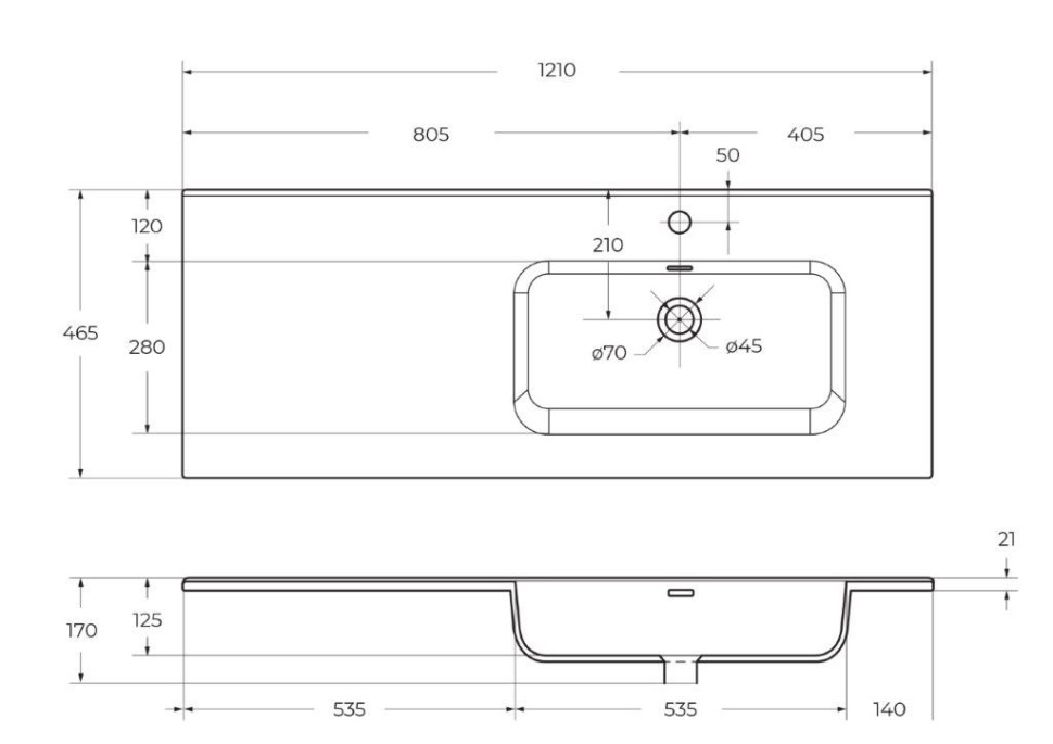 Керамическая раковина, чаша справа BelBagno BB1200ETL-R