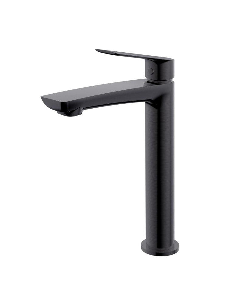 Смеситель для раковины Demm SLEEK, однорычажный, с донным клапаном, высокий корпус, оружейная сталь  
