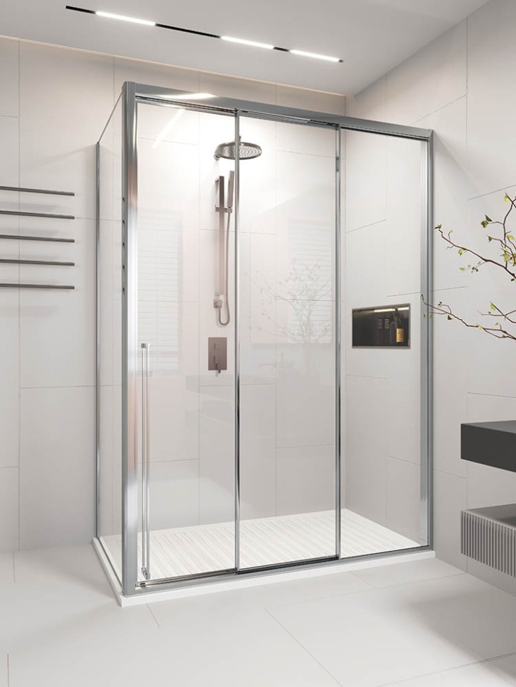 Душевой угол раздвижной Veconi Premium Prato 300 SP CH-R, 1600х900x2000, хром, стекло прозрачное