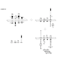 AQM6219BG Siena Смеситель на борт ванны на 4 отв, комплект, золото шлифованное