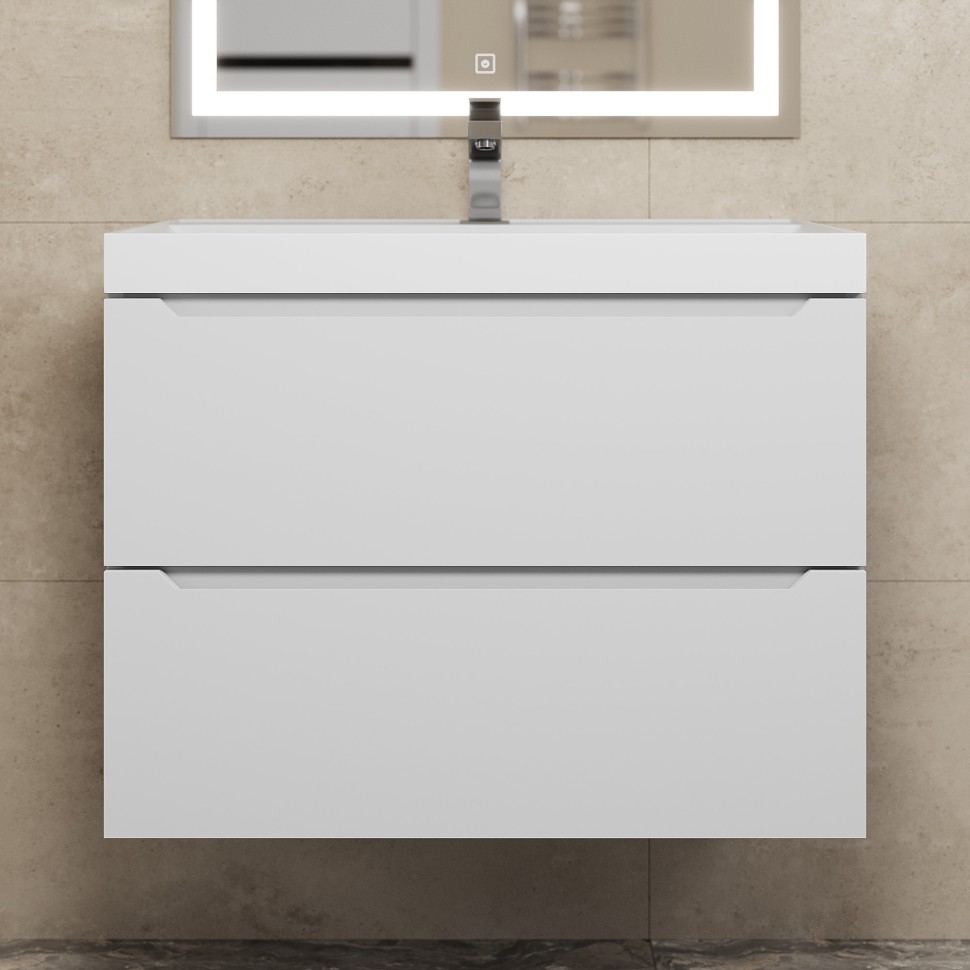 Тумба под раковину для ванной Uperwood Tanos 70 см, подвесная, белая матовая