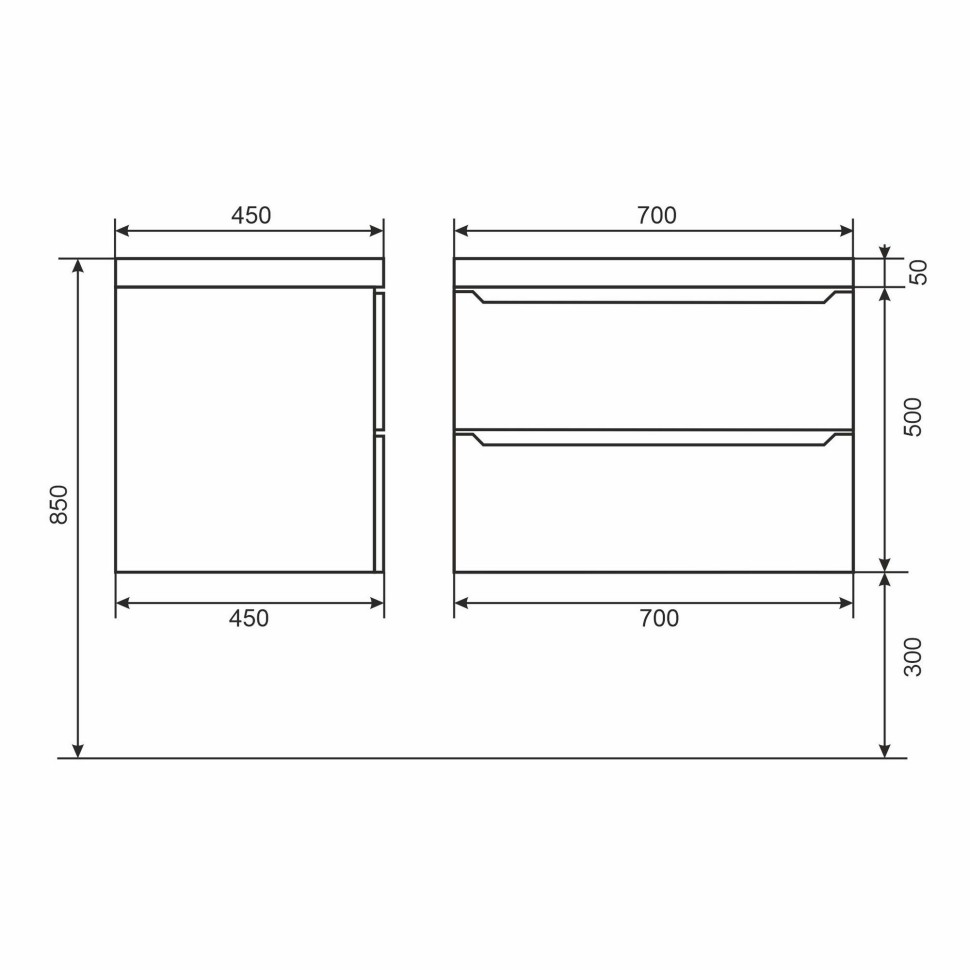 Тумба под раковину для ванной Uperwood Tanos 70 см, подвесная, белая матовая