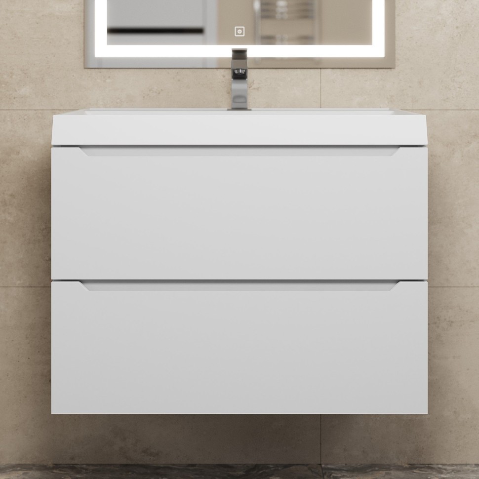 Тумба под раковину для ванной Uperwood Tanos 70 см, подвесная, белая матовая