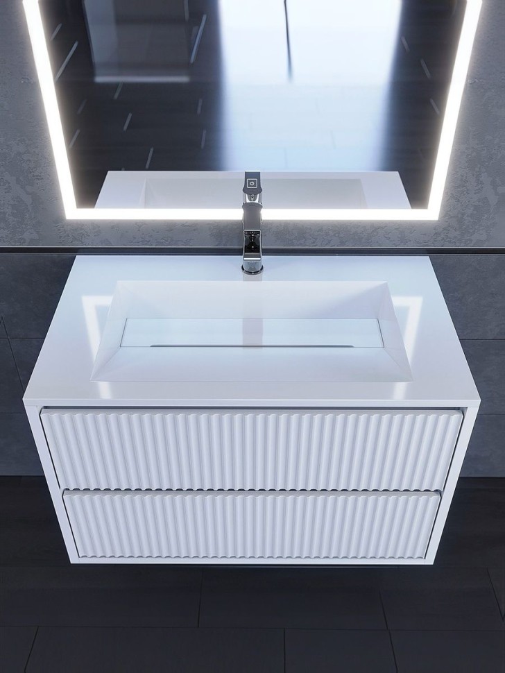 Раковина для ванной полувстраиваемая Uperwood Next Premium 80 см, прямоугольная, белая