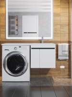 Тумба под стиральную машину подвесная Uperwood Magenta 55х50х55 см, белая/графит, с дверцами