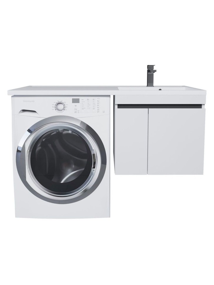 Тумба под стиральную машину подвесная Uperwood Magenta 55х50х55 см, белая/графит, с дверцами