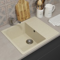 Кухонная мойка из искусственного камня Uperwood ECON UPD-201-002, прямоугольная, бежевая матовая