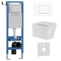 Комплект 3в1 IBERICA BLANCA инсталляция SILENCIO MINI, унитаз TOLEDO ALTO белый, кнопка смыва INOX-C белый матовый (IB.001M.TLA.234.111)