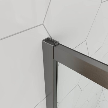 Душевой угол Veconi Ottimo P10 GR, 900x900x1900, графит брашинг, стекло матовое