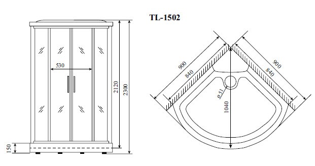Timo Lux TL-1502 душевая кабина 90*90*230, турецкая баня хамам
