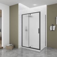 Душевой угол Veconi Ottimo P20SP B, 1000х1000х1900 черный матовый, стекло матовое