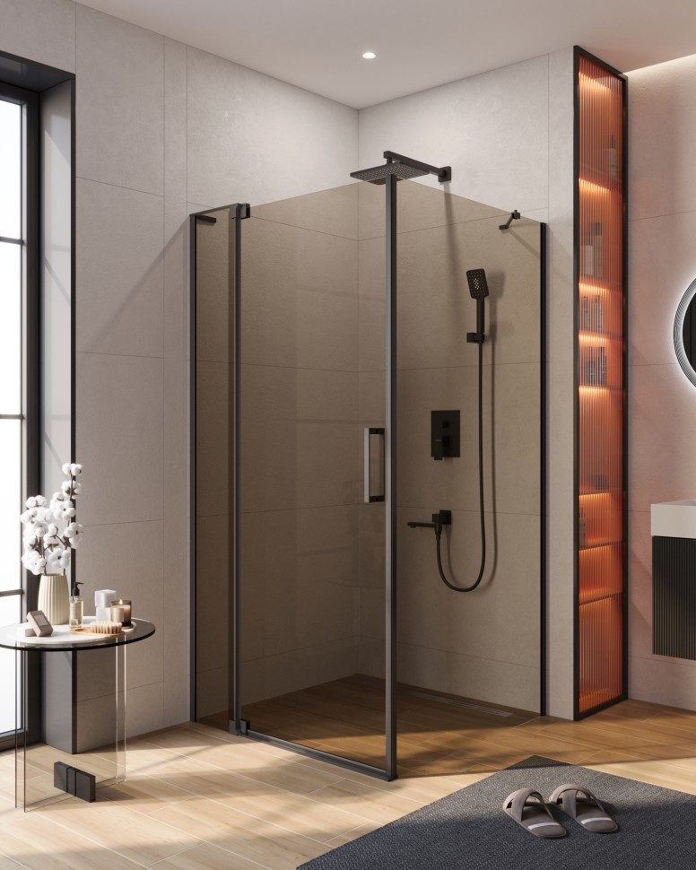 Душевой уголок CEZARES SLIDER-AH-1-80-80/90-BR-NERO