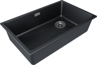 Мойка LUMI 74UNI-SKEW, IT-GRANIT, LU74SK-BLM, черный металлик, 740х440, Paulmark