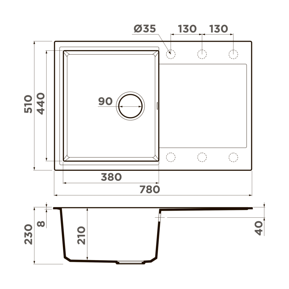 Кухонная мойка Omoikiri Daisen 78T-ES Tetogranit/espresso