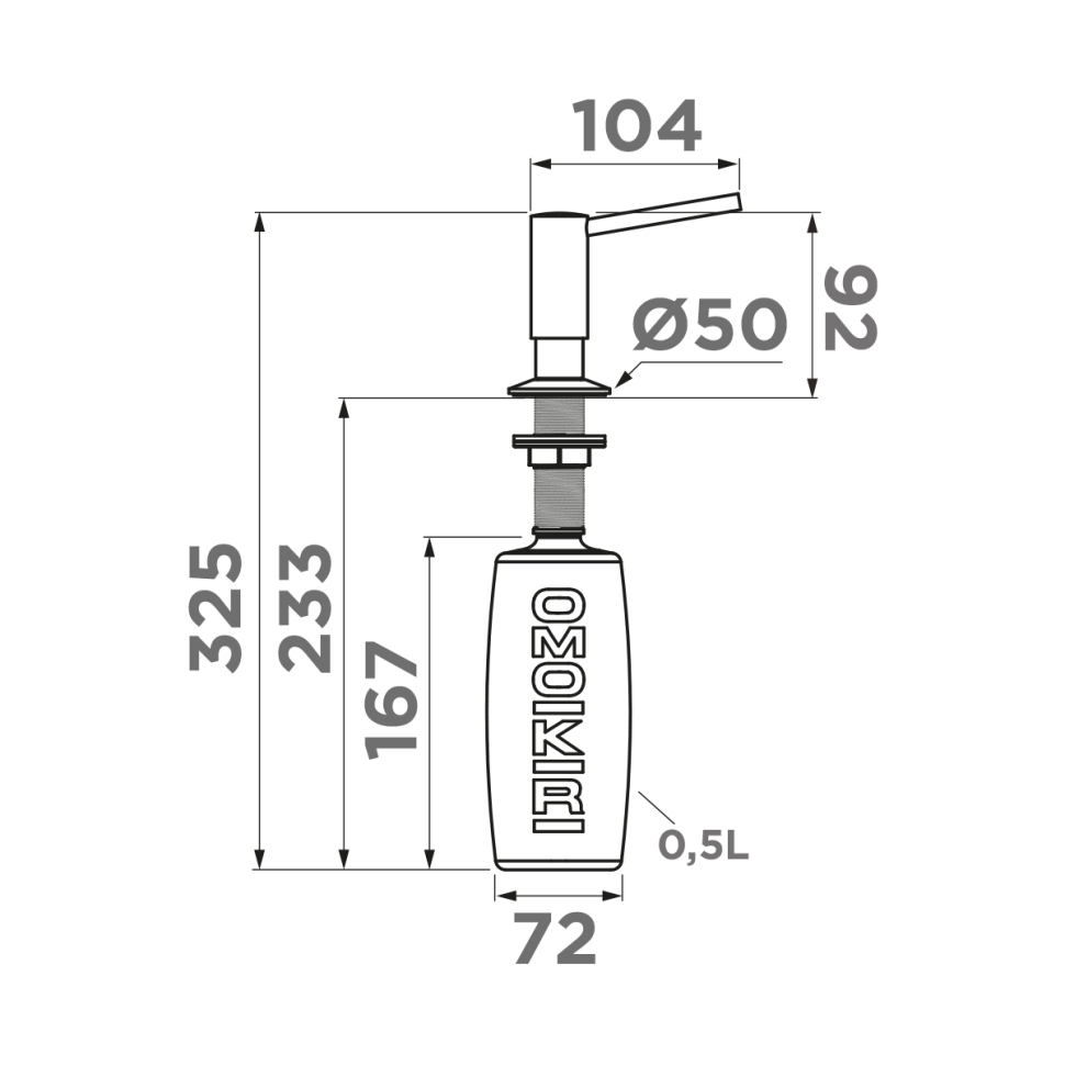 Дозатор Omoikiri OM-02-BN латунь/нержавеющая сталь