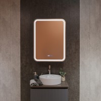 AQM9203 600х800 Зеркальный шкаф ПРАВЫЙ с подсветкой, подогревом и часами, корпус Антрацит