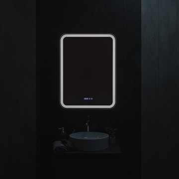 AQM9203 600х800 Зеркальный шкаф ПРАВЫЙ с подсветкой, подогревом и часами, корпус Антрацит