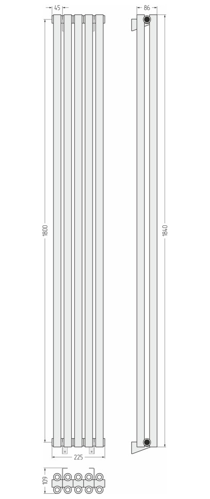 Эстет-00 1800х225 5 секций