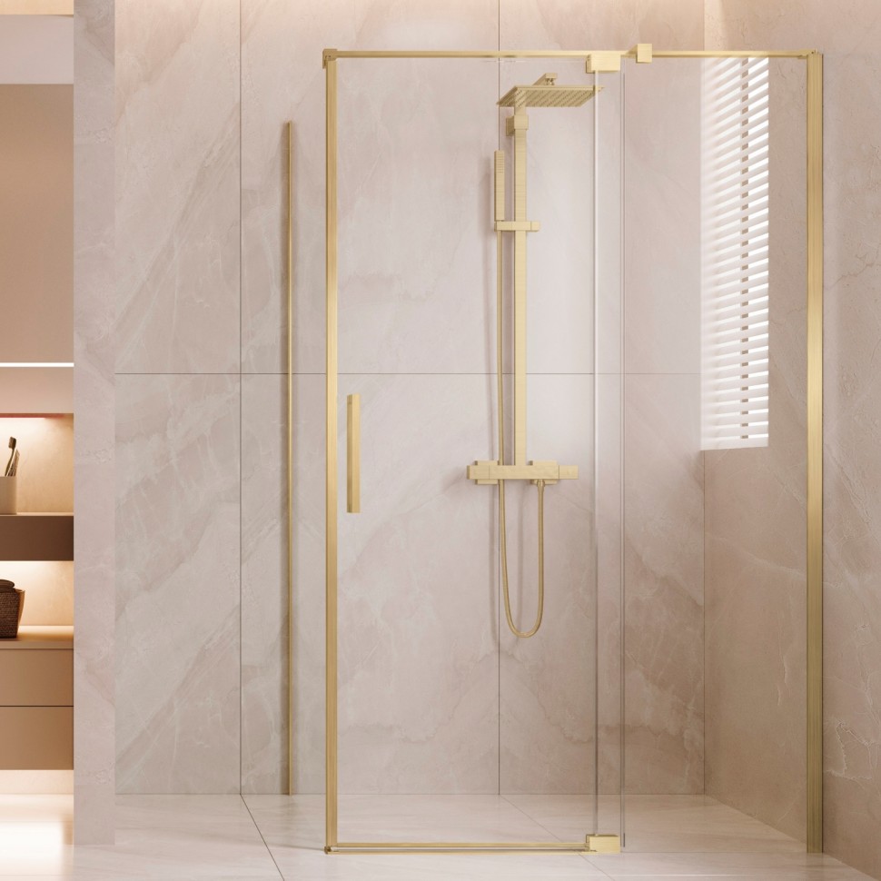 Душевой уголок Экстенза (Extenza) VSR-4EX111290CLG, 1100/1200*900, брашированное золото, стекло прозрачное