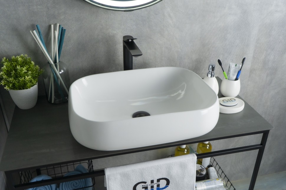 Раковина Gid N9243 51135 накладная белая 56x42x14