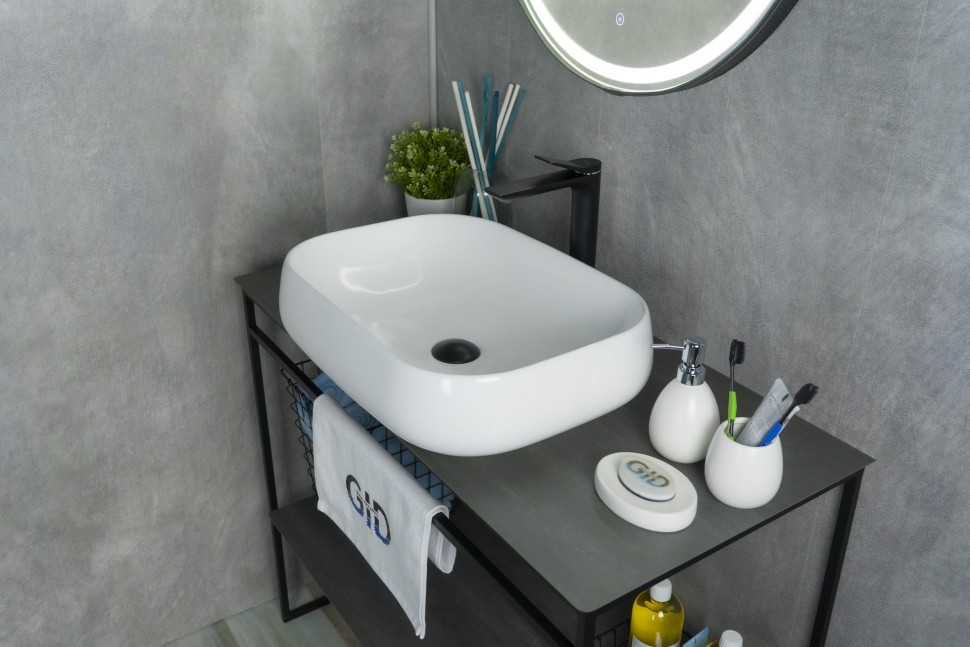 Раковина Gid N9243 51135 накладная белая 56x42x14