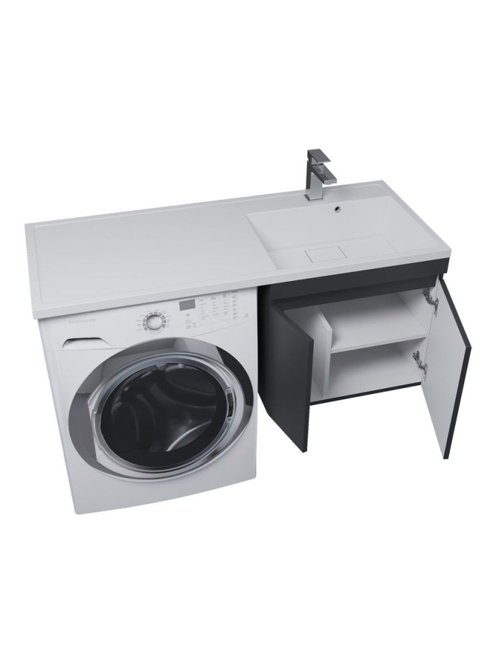 Тумба под стиральную машину подвесная Uperwood Magenta 55х50х55 см, черная, с дверцами